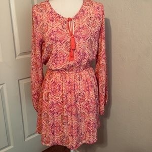 Paisley long sleeve mini dress